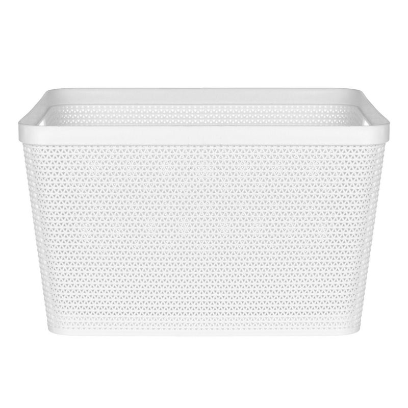 Casa si Gradina - Mobilier - Organizare si depozitare - Cutii depozitare - Cos de depozitare din plastic tip ratan, alb, perforat, cu manere, 20L - Infinity.ro
