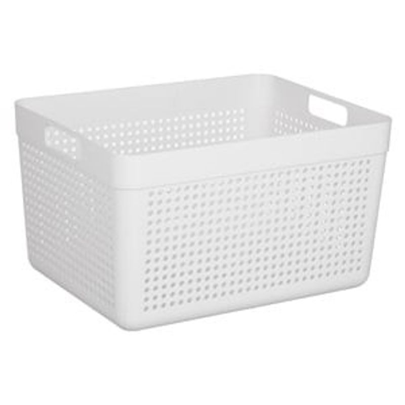 Casa si Gradina - Mobilier - Organizare si depozitare - Cutii depozitare - Cos de depozitare din plastic, 14L, off white, cu model perforat si manere - Infinity.ro