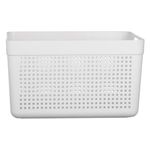 Casa si Gradina - Mobilier - Organizare si depozitare - Cutii depozitare - Cos de depozitare din plastic, 14L, off white, cu model perforat si manere - Infinity.ro