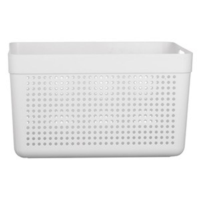 Casa si Gradina - Mobilier - Organizare si depozitare - Cutii depozitare - Cos de depozitare din plastic, 14L, off white, cu model perforat si manere - Infinity.ro