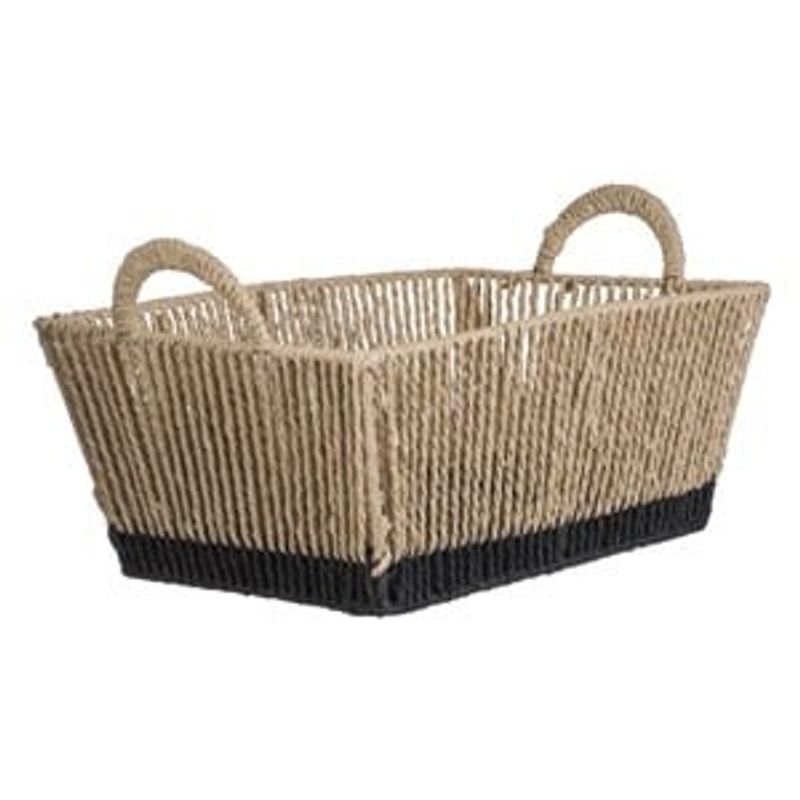 Casa si Gradina - Mobilier - Organizare si depozitare - Cutii depozitare - Cos de depozitare din sfoara bej cu baza neagra si manere, 35,5x24x20cm - Infinity.ro