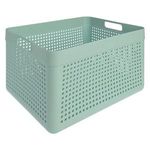 Casa si Gradina - Mobilier - Organizare si depozitare - Cutii depozitare - Cos de depozitare din plastic verde menta cu manere si model perforat, 14L - Infinity.ro