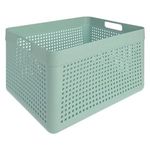 Casa si Gradina - Mobilier - Organizare si depozitare - Cutii depozitare - Cos de depozitare din plastic verde menta cu manere si model perforat, 14L - Infinity.ro