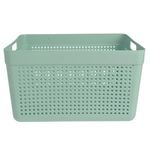 Casa si Gradina - Mobilier - Organizare si depozitare - Cutii depozitare - Cos de depozitare din plastic verde menta cu manere si model perforat, 14L - Infinity.ro