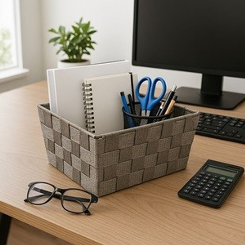 Casa si Gradina - Mobilier - Organizare si depozitare - Cutii depozitare - Cos de Depozitare Impletit Taupe cu Cadru Metalic - Infinity.ro