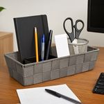Casa si Gradina - Mobilier - Organizare si depozitare - Cutii depozitare - Cos de depozitare impletit cu cadru metalic, Gri Taupe, 26x10x6 cm - Infinity.ro