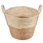 Casa si Gradina - Mobilier - Organizare si depozitare - Cutii depozitare - Cos de depozitare rotund, natural, cu manere, 40x30 cm - Infinity.ro