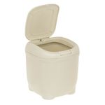 Casa si Gradina - Mobilier - Organizare si depozitare - Cosuri de gunoi - Cos de Gunoi din Plastic Bej cu Model Frunze, 4L, cu Capac cu Deschidere prin Buton - Infinity.ro