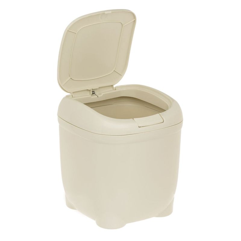 Casa si Gradina - Mobilier - Organizare si depozitare - Cosuri de gunoi - Cos de Gunoi din Plastic Bej cu Model Frunze, 4L, cu Capac cu Deschidere prin Buton - Infinity.ro