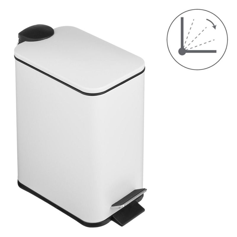 Casa si Gradina - Mobilier - Organizare si depozitare - Cosuri de gunoi - Cos de gunoi metalic dreptunghiular cu capac, 5L, alb mat - Infinity.ro