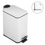 Casa si Gradina - Mobilier - Organizare si depozitare - Cosuri de gunoi - Cos de gunoi metalic dreptunghiular cu capac, 5L, alb mat - Infinity.ro