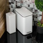 Casa si Gradina - Mobilier - Organizare si depozitare - Cosuri de gunoi - Cos de gunoi metalic dreptunghiular cu capac, 5L, alb mat - Infinity.ro