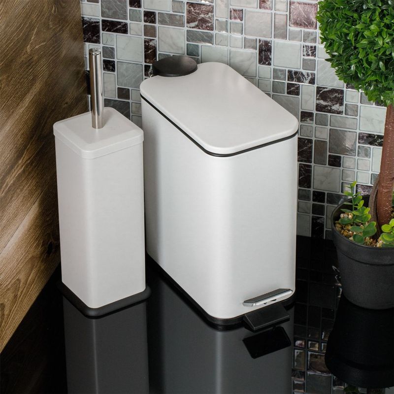 Casa si Gradina - Mobilier - Organizare si depozitare - Cosuri de gunoi - Cos de gunoi metalic dreptunghiular cu capac, 5L, alb mat - Infinity.ro