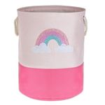 Market - Spalare si intretinere rufe - Uscatoare de rufe si accesorii - Cos de rufe cilindric curcubeu roz fucsia pentru copii - Infinity.ro
