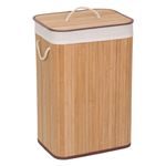 Market - Spalare si intretinere rufe - Uscatoare de rufe si accesorii - Cos din Bambus Natural cu Capac pentru Rufe, 72L, 40x30x60 cm - Infinity.ro