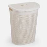 Market - Spalare si intretinere rufe - Uscatoare de rufe si accesorii - Cos Rufe Plastic Ecru 60L cu Capac Detasabil - Infinity.ro