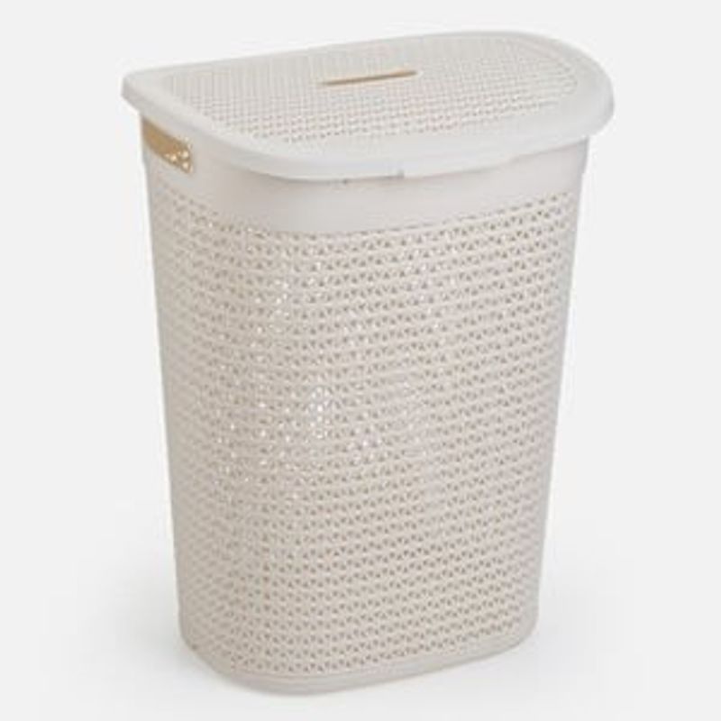 Market - Spalare si intretinere rufe - Uscatoare de rufe si accesorii - Cos Rufe Plastic Ecru 60L cu Capac Detasabil - Infinity.ro
