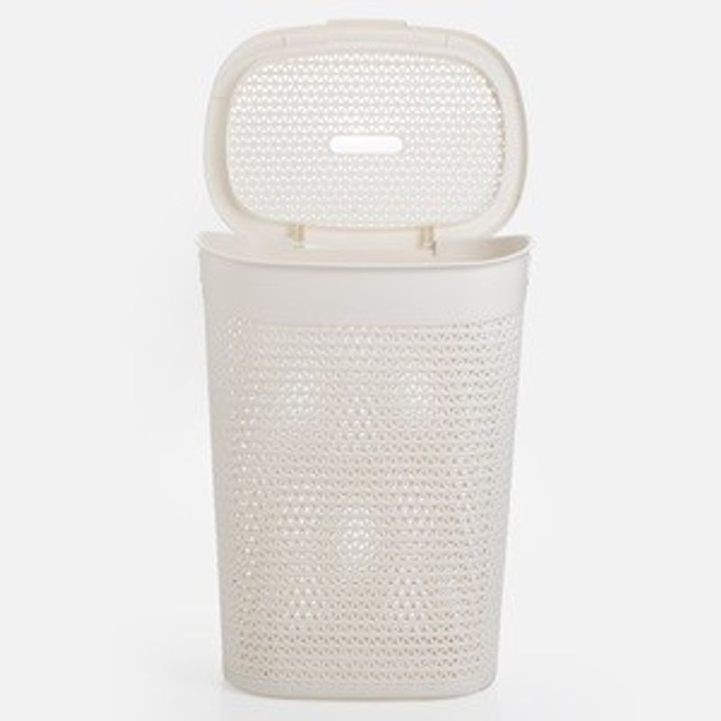 Market - Spalare si intretinere rufe - Uscatoare de rufe si accesorii - Cos Rufe Plastic Ecru 60L cu Capac Detasabil - Infinity.ro