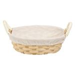 Casa si Gradina - Decoratiuni - Decoratiuni de sezon - Cos decorativ oval din bambus cu tesatura bej, 25x20x8cm - Infinity.ro