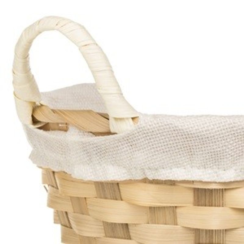 Casa si Gradina - Decoratiuni - Decoratiuni de sezon - Cos decorativ oval din bambus cu tesatura bej, 25x20x8cm - Infinity.ro