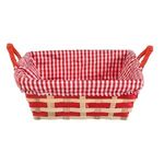 Casa si Gradina - Decoratiuni - Decoratiuni de sezon - Cos Decorativ Patrat din Bambus cu Captuseala din Stofa in Carouri Bej si Rosii, 21x21x8cm - Infinity.ro