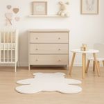 Casa si Gradina - Textile si covoare - Covoare - Covoare casa - Covor Decorativ pentru Copii, Forma de Ursulet, Blana Artificiala, Off White, 90x110cm - Infinity.ro