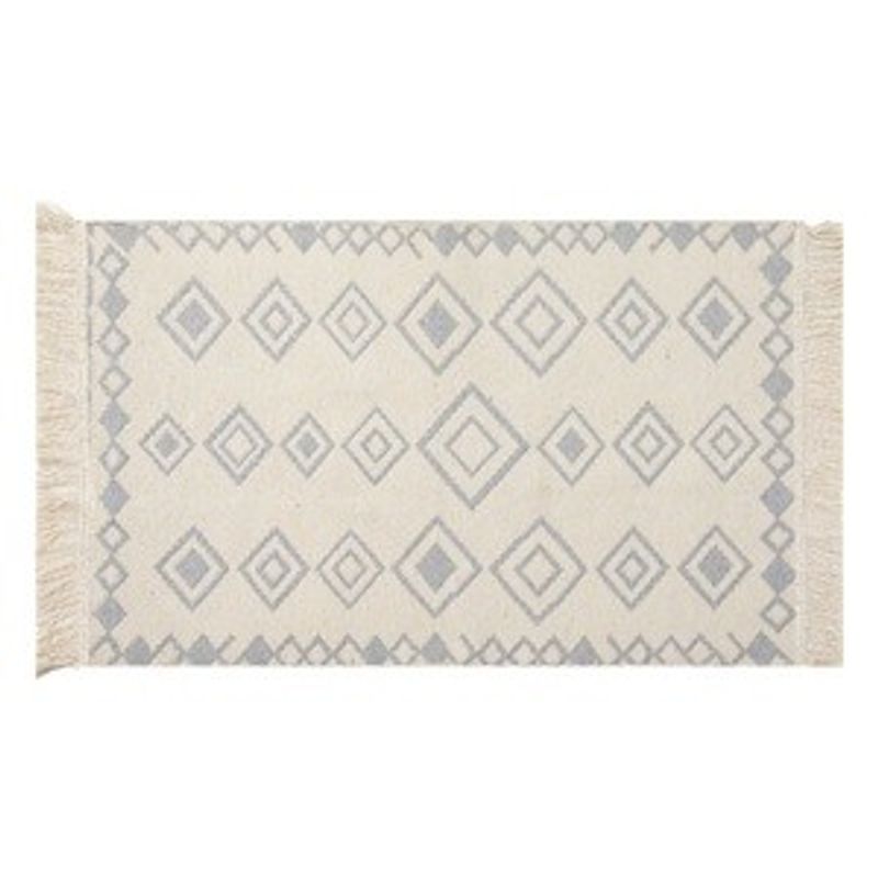 Casa si Gradina - Textile si covoare - Covoare - Covoare casa - Covor decorativ tufted cu franjuri, Gri Ecru, 90x60 cm - Infinity.ro