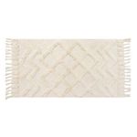 Casa si Gradina - Textile si covoare - Covoare - Covoare casa - Covor Decorativ Tufted cu Model Relief si Franjuri, 100x65 cm, Ecru - Infinity.ro