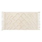 Casa si Gradina - Textile si covoare - Covoare - Covoare casa - Covor Decorativ Tufted cu Model Relief si Franjuri, 100x65 cm, Ecru - Infinity.ro