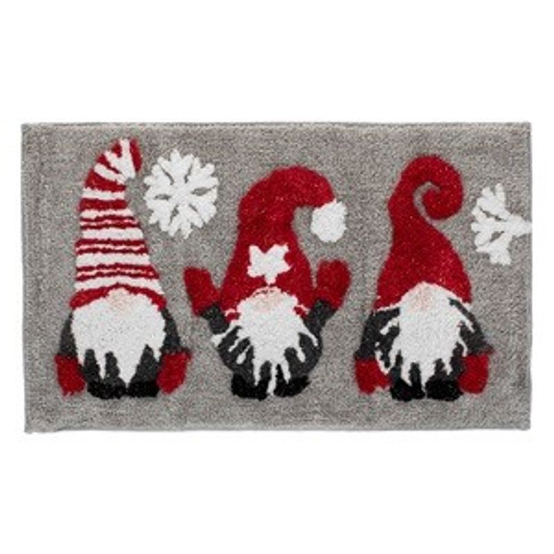 Casa si Gradina - Textile si covoare - Covoare - Covorase baie - Covoras Gri de Baie cu 3 Figuri Gnome Lurex Argintiu de Craciun 75x45cm - Infinity.ro