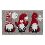 Casa si Gradina - Textile si covoare - Covoare - Covorase baie - Covoras Gri de Baie cu 3 Figuri Gnome Lurex Argintiu de Craciun 75x45cm - Infinity.ro