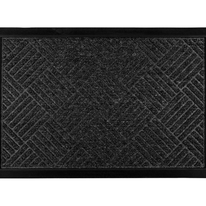 Casa si Gradina - Textile si covoare - Covoare - Covorase intrare - Covoras de intrare cu dungi reliefate, 60x40 cm, Negru/Gri - Infinity.ro