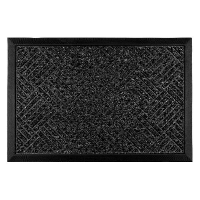 Casa si Gradina - Textile si covoare - Covoare - Covorase intrare - Covoras de intrare cu dungi reliefate, 60x40 cm, Negru/Gri - Infinity.ro