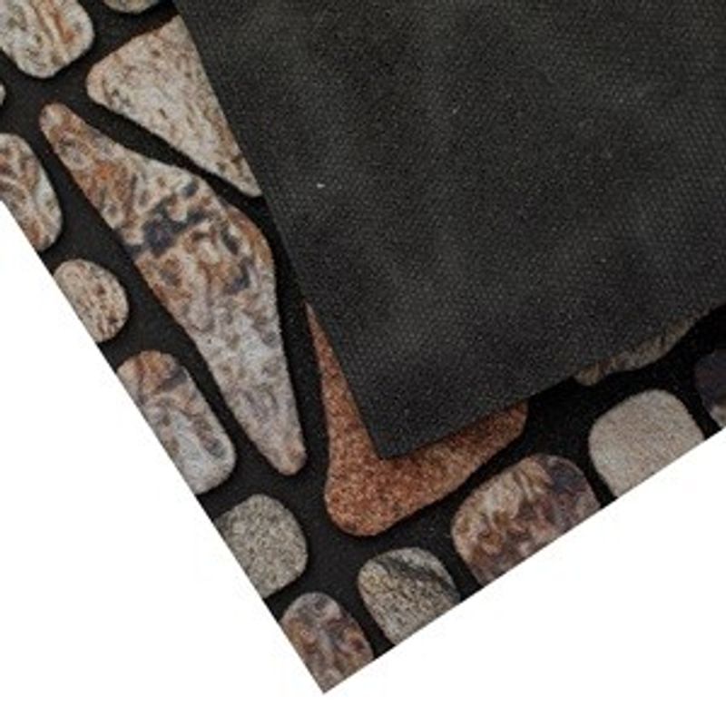 Casa si Gradina - Textile si covoare - Covoare - Covorase intrare - Covoras de intrare negru cu model reliefat pietre si mesaj Welcome, 75x25 cm - Infinity.ro