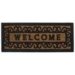 Casa si Gradina - Textile si covoare - Covoare - Covorase intrare - Covoras pentru treapta de intrare, Maro cu model grilaj si mesaj Welcome, 60x25 cm - Infinity.ro