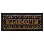 Casa si Gradina - Textile si covoare - Covoare - Covorase intrare - Covoras pentru treapta de intrare, Maro cu model grilaj si mesaj Welcome, 60x25 cm - Infinity.ro
