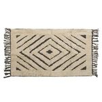 Casa si Gradina - Textile si covoare - Covoare - Covoare casa - Covoras Decorativ de Iarna din Bumbac Bej cu Model Diamant si Franjuri, 90x60 cm - Infinity.ro