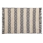 Casa si Gradina - Textile si covoare - Covoare - Covoare casa - Covoras Decorativ de Iarna din Bumbac cu Dungi si Franjuri, Bej si Negru, 110x80cm - Infinity.ro
