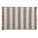 Casa si Gradina - Textile si covoare - Covoare - Covoare casa - Covoras Decorativ de Iarna din Bumbac cu Dungi si Franjuri, Bej si Negru, 110x80cm - Infinity.ro