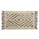 Casa si Gradina - Textile si covoare - Covoare - Covoare casa - Covoras Decorativ de Iarna din Bumbac Bej cu Model Diamant si Franjuri, 90x60 cm - Infinity.ro