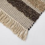 Casa si Gradina - Textile si covoare - Covoare - Covoare casa - Covoras Decorativ de Iarna din Bumbac, Bej cu Maro, Dungi si Franjuri, 100x70 cm - Infinity.ro