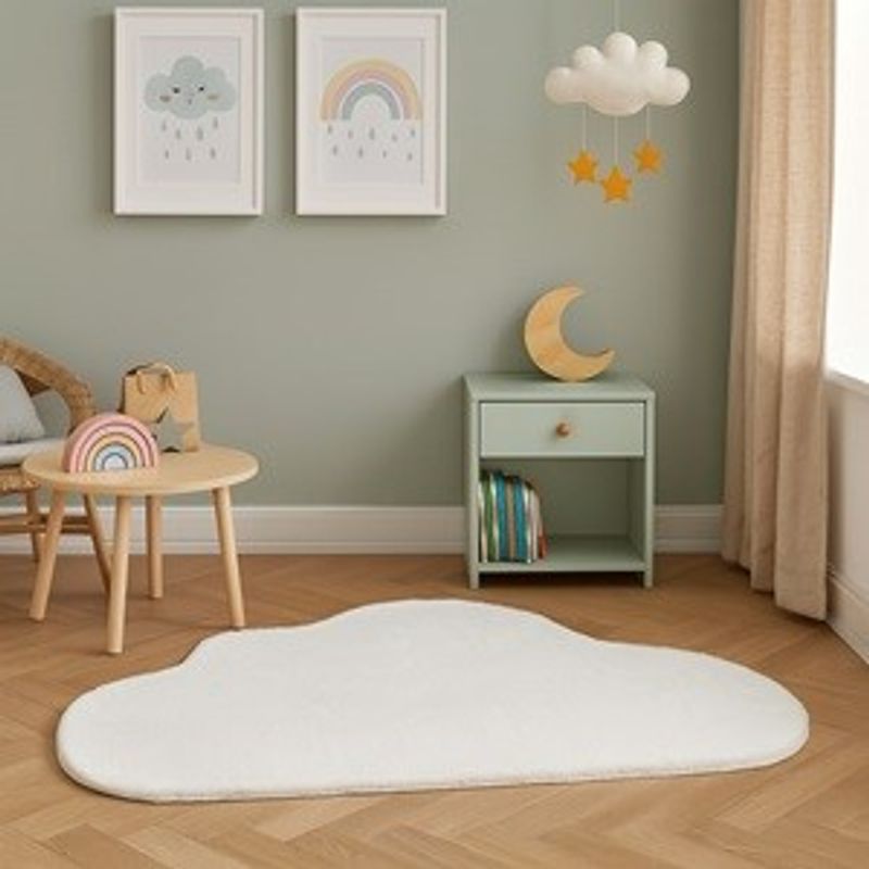 Casa si Gradina - Textile si covoare - Covoare - Covoare casa - Covoras Decorativ din Blana Artificiala, Forma de Nor, Alb, 110x74cm - Infinity.ro