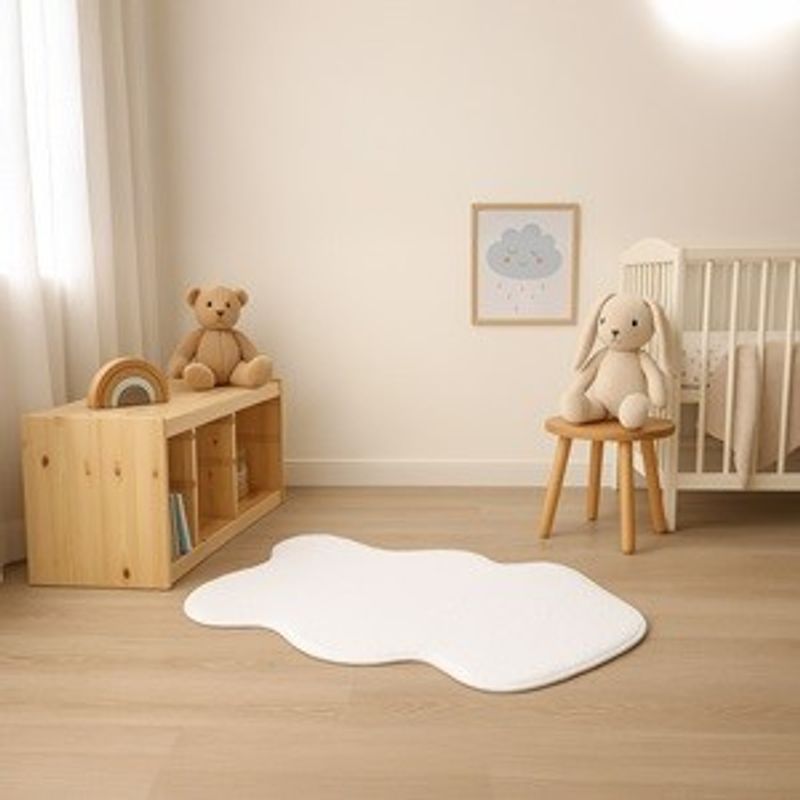Casa si Gradina - Textile si covoare - Covoare - Covoare casa - Covoras Decorativ din Imitatie de Blana Alba, Forma de Nor, Antiderapant - Infinity.ro