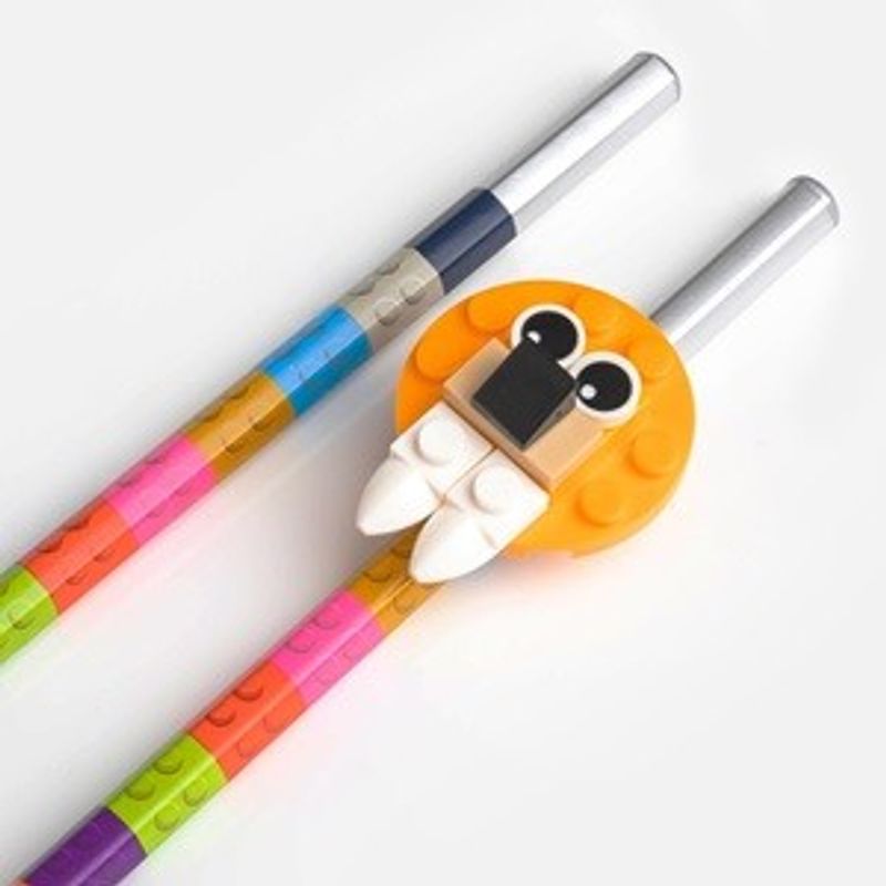 Carti si Birotica - Birotica - Instrumente de scris - Creioane - Creioane cu Topper Leu, Model Caramizi, Multicolor, 2 buc - Infinity.ro