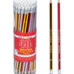 Carti si Birotica - Birotica - Instrumente de scris - Creioane - Set Creioane HB cu Radiera, 40 buc, Multicolor - Infinity.ro