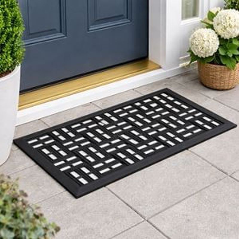 Casa si Gradina - Textile si covoare - Covoare - Covorase intrare - Covoras de intrare din cauciuc, negru, cu model perforat, 60x40 cm - Infinity.ro