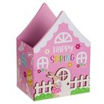 Casa si Gradina - Decoratiuni - Decoratiuni de sezon - Cos decorativ de Paste din lemn, roz, model casa cu iepure, 11x8x15cm - Infinity.ro