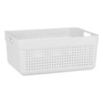 Casa si Gradina - Mobilier - Organizare si depozitare - Cutii depozitare - Cos de Depozitare Plastic Perforat Off White cu Manere 10L - Infinity.ro