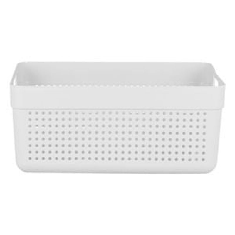 Casa si Gradina - Mobilier - Organizare si depozitare - Cutii depozitare - Cos de Depozitare Plastic Perforat Off White cu Manere 10L - Infinity.ro