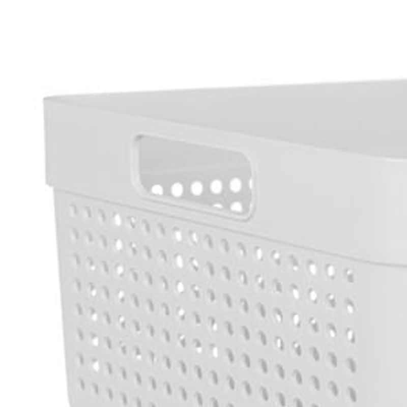 Casa si Gradina - Mobilier - Organizare si depozitare - Cutii depozitare - Cos de Depozitare Plastic Perforat Off White cu Manere 10L - Infinity.ro